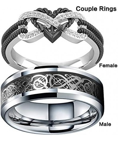 Couple Rings for Bf Gf Matching Heart Rings Promise Rings Black Couple Rings Engagement Rings for Couples Gifts Idea Jewelry ...