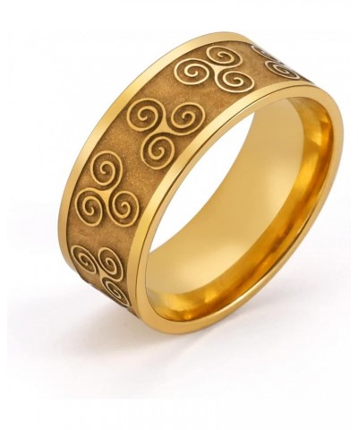 Viking Celtic Triskele Ring for Men Women Stainless Steel Elegant Vintage Celtic Triskelion Triple Spiral Symbol Nordic Amule...