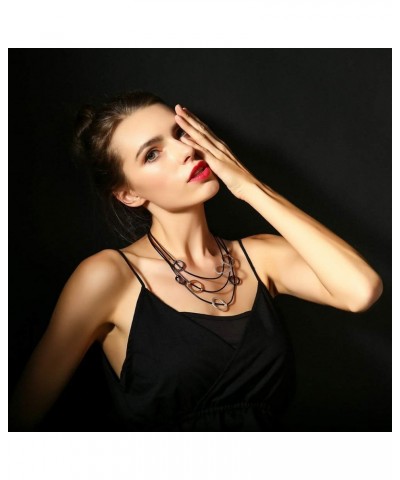 Trendy Black Leather Chokers Necklaces Chain Necklace for Women Jewelry H1037 $10.59 Necklaces