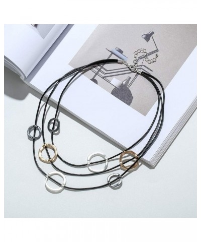 Trendy Black Leather Chokers Necklaces Chain Necklace for Women Jewelry H1037 $10.59 Necklaces