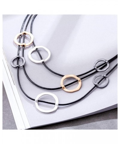 Trendy Black Leather Chokers Necklaces Chain Necklace for Women Jewelry H1037 $10.59 Necklaces