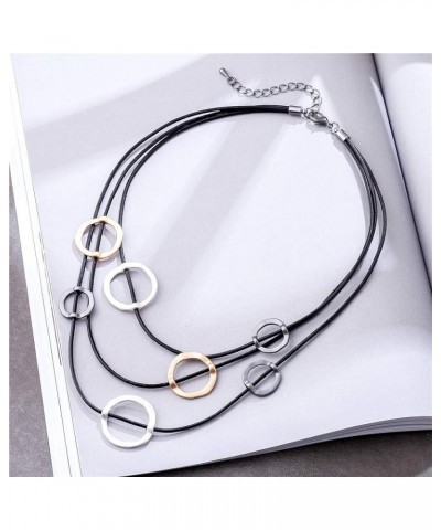 Trendy Black Leather Chokers Necklaces Chain Necklace for Women Jewelry H1037 $10.59 Necklaces