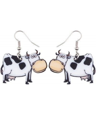 Acrylic Anime Dairy Cattle Cow Earrings Drop Dangle Farm Animal Jewelry For Women Girl Gift Charm Cream $6.47 Earrings