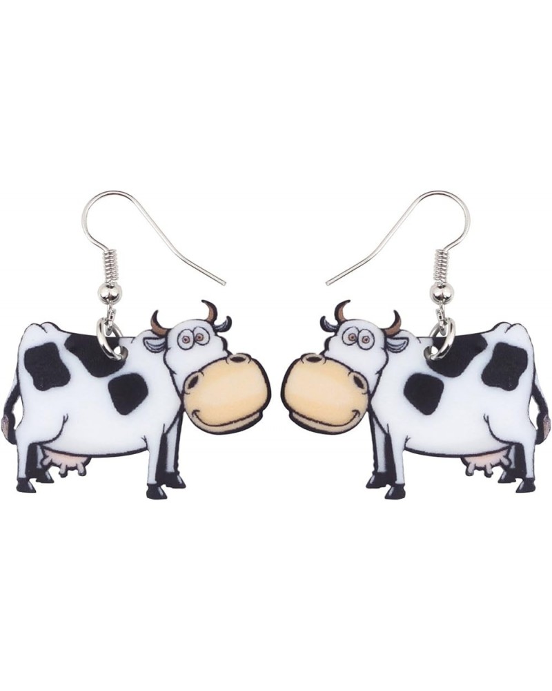 Acrylic Anime Dairy Cattle Cow Earrings Drop Dangle Farm Animal Jewelry For Women Girl Gift Charm Cream $6.47 Earrings