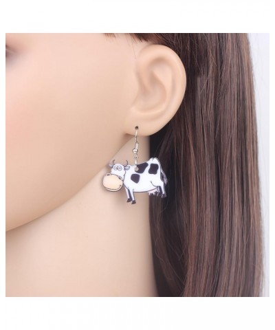 Acrylic Anime Dairy Cattle Cow Earrings Drop Dangle Farm Animal Jewelry For Women Girl Gift Charm Cream $6.47 Earrings