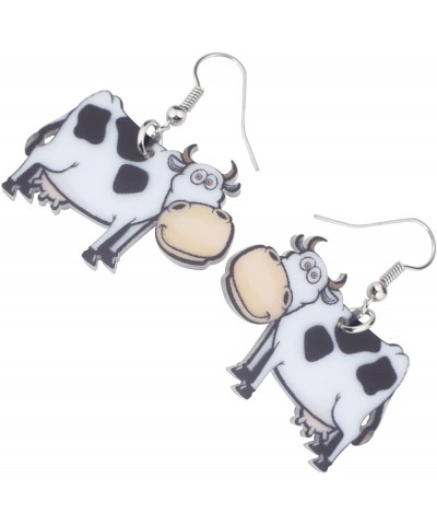 Acrylic Anime Dairy Cattle Cow Earrings Drop Dangle Farm Animal Jewelry For Women Girl Gift Charm Cream $6.47 Earrings