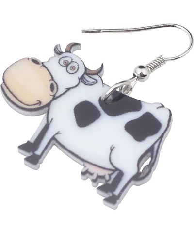 Acrylic Anime Dairy Cattle Cow Earrings Drop Dangle Farm Animal Jewelry For Women Girl Gift Charm Cream $6.47 Earrings