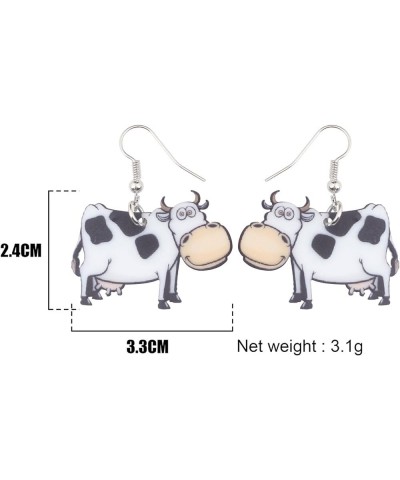 Acrylic Anime Dairy Cattle Cow Earrings Drop Dangle Farm Animal Jewelry For Women Girl Gift Charm Cream $6.47 Earrings