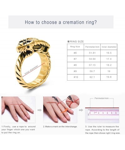 Ouroboros Cremation Urn Ring for Ashes Memorial Cremation Jewelry for Loved One Ashes Holder Keepsake Ring for Men Women Gold...