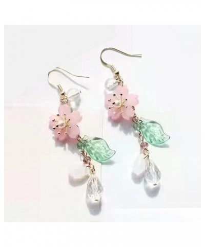 Cute Pink Flower Dangle Drop Earrings for Women Girls Acrylic Sakura Leaf Earrings Summer Beach Long Tassel Earrings Holiday ...