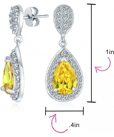 Estate Style Jewelry Bridal Statement Cubic Zirconia Pave AAA CZ Halo Pear Shaped Classic Teardrop Dangle Drop Earrings For W...