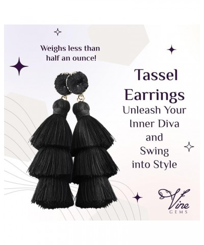 Earrings for Women Dangling, Colorful Layered Tassel Bohemian Drop Earrings Black $8.84 Earrings