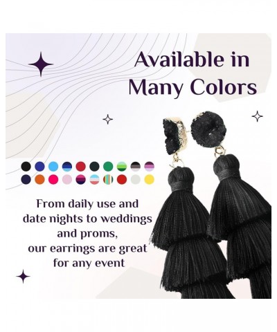 Earrings for Women Dangling, Colorful Layered Tassel Bohemian Drop Earrings Black $8.84 Earrings