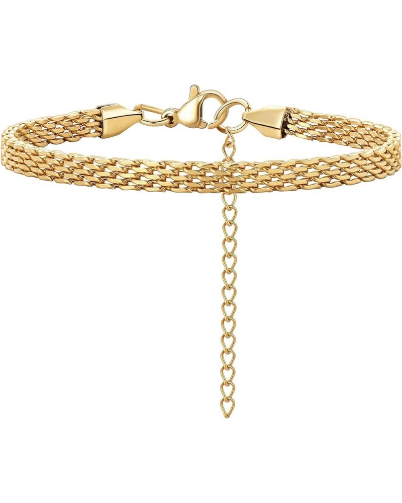 Silver Bracelets Mother's Day gifts Mesh Link Chain Bracelet for Women Men Dainty Chain Bracelets with Gift Box Gold $6.59 Br...