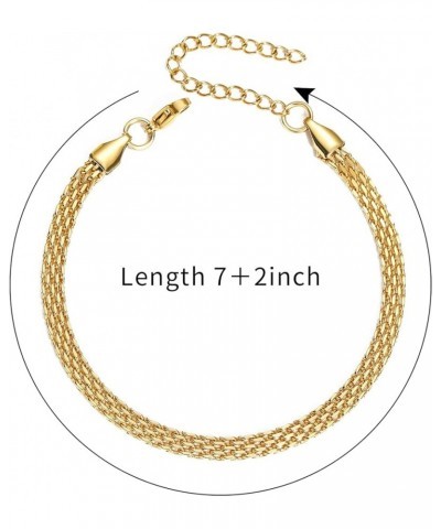 Silver Bracelets Mother's Day gifts Mesh Link Chain Bracelet for Women Men Dainty Chain Bracelets with Gift Box Gold $6.59 Br...