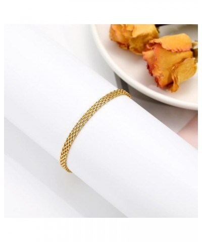 Silver Bracelets Mother's Day gifts Mesh Link Chain Bracelet for Women Men Dainty Chain Bracelets with Gift Box Gold $6.59 Br...