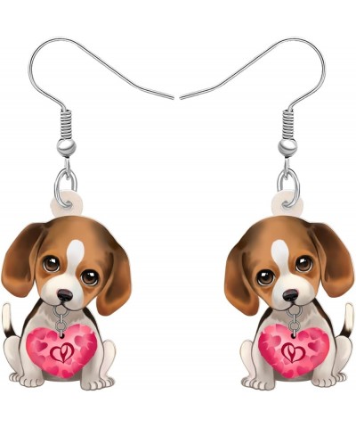 Acrylic Valentine's Day Red Heart Love Pug Dog Earrings Drop Dangle Jewelry For Women Gift Charms Beagle $7.40 Earrings