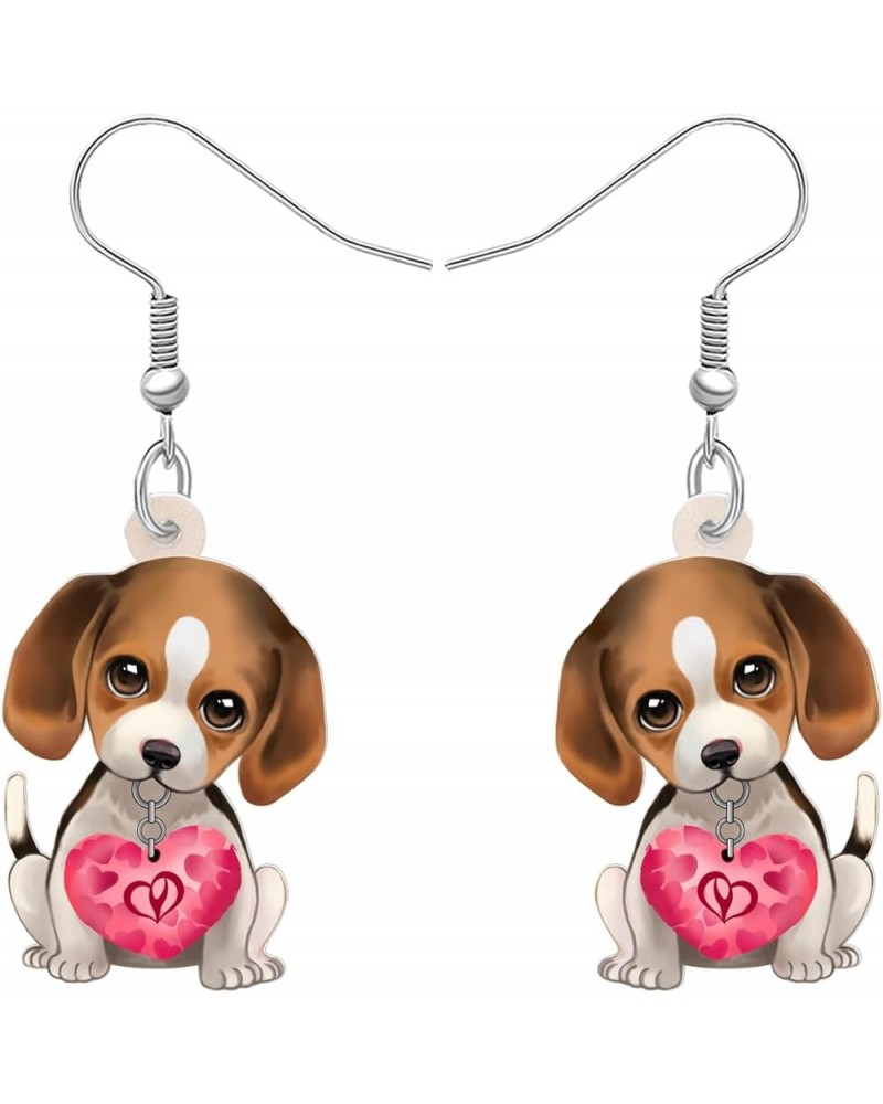 Acrylic Valentine's Day Red Heart Love Pug Dog Earrings Drop Dangle Jewelry For Women Gift Charms Beagle $7.40 Earrings