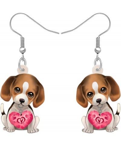 Acrylic Valentine's Day Red Heart Love Pug Dog Earrings Drop Dangle Jewelry For Women Gift Charms Beagle $7.40 Earrings