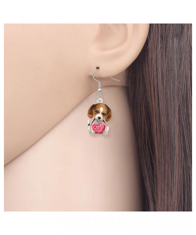 Acrylic Valentine's Day Red Heart Love Pug Dog Earrings Drop Dangle Jewelry For Women Gift Charms Beagle $7.40 Earrings