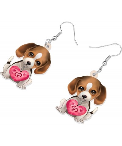 Acrylic Valentine's Day Red Heart Love Pug Dog Earrings Drop Dangle Jewelry For Women Gift Charms Beagle $7.40 Earrings