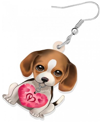 Acrylic Valentine's Day Red Heart Love Pug Dog Earrings Drop Dangle Jewelry For Women Gift Charms Beagle $7.40 Earrings