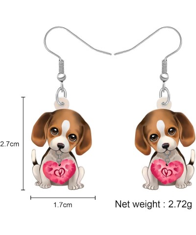 Acrylic Valentine's Day Red Heart Love Pug Dog Earrings Drop Dangle Jewelry For Women Gift Charms Beagle $7.40 Earrings