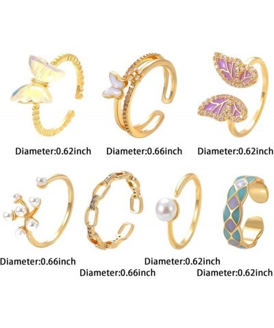 6PCS Knuckle Rings for Women Stackable Rings Sets,Colorful Butterfly Rings Pearl Rings Geometric Rings Flower Rings Finger Mi...