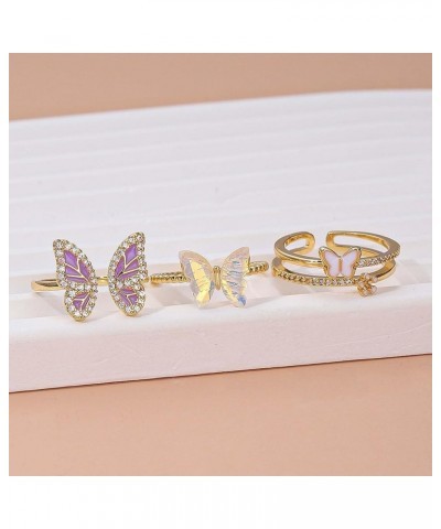 6PCS Knuckle Rings for Women Stackable Rings Sets,Colorful Butterfly Rings Pearl Rings Geometric Rings Flower Rings Finger Mi...