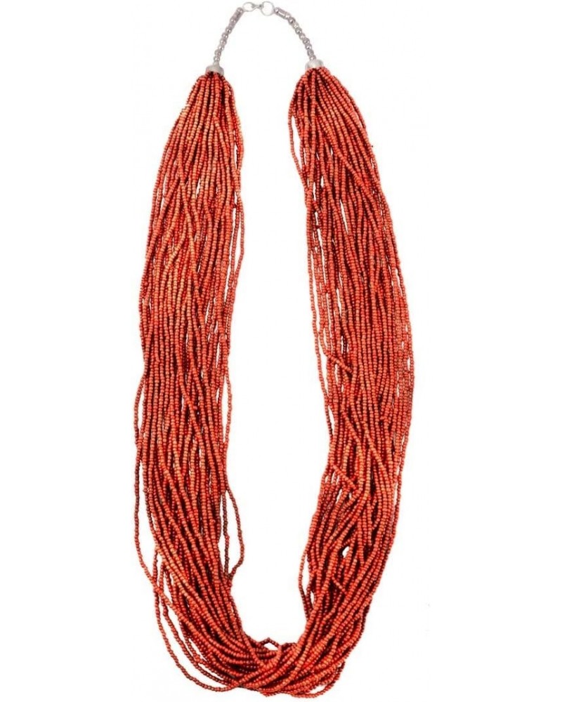 Treasure Gurus Coral Red 30 Strand Glass Seed Bead Necklace Womens Jewelry Chain $10.17 Necklaces