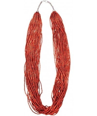 Treasure Gurus Coral Red 30 Strand Glass Seed Bead Necklace Womens Jewelry Chain $10.17 Necklaces