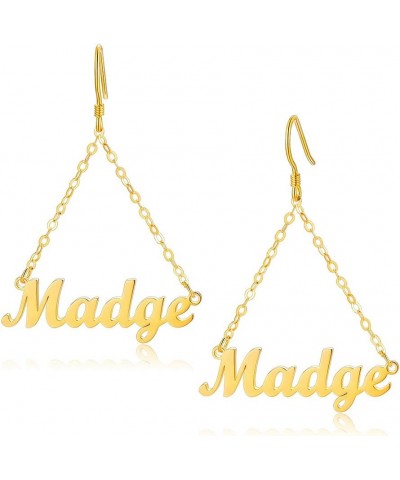 Dangle Name Earrings Personalized Custom Nameplate Drop Earrings Gold/Stainless Steel/925 Sterling Silver Customized Memory J...