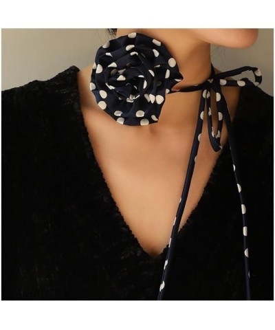 2024 New Choker Necklace Women Chiffon Polka Dot Rose Style Neckchain Long Rope Choker Bow Necklace Fashion Chokers 124 $8.83...