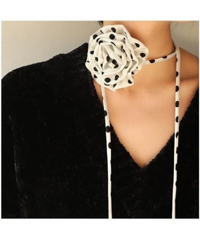 2024 New Choker Necklace Women Chiffon Polka Dot Rose Style Neckchain Long Rope Choker Bow Necklace Fashion Chokers 124 $8.83...