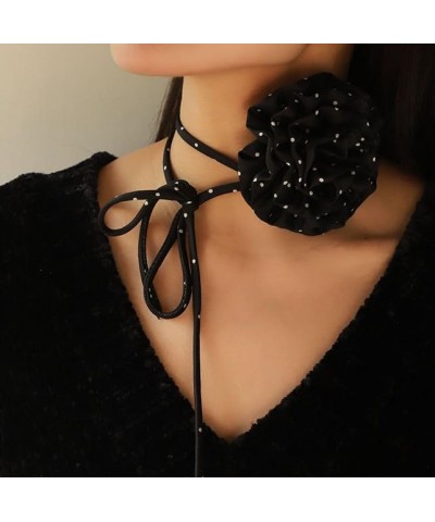 2024 New Choker Necklace Women Chiffon Polka Dot Rose Style Neckchain Long Rope Choker Bow Necklace Fashion Chokers 124 $8.83...