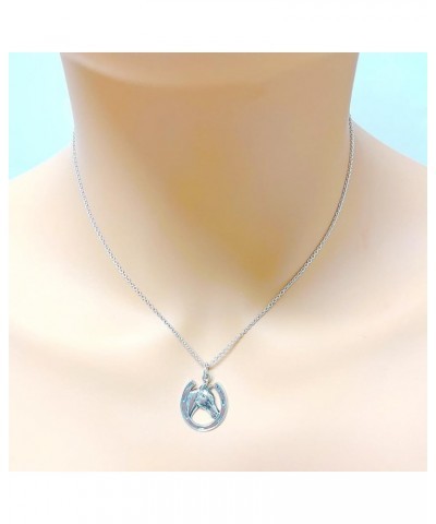 Sterling Silver Lucky Horseshoe Charm Pendant Necklace, 18 Horse in Horseshoe Charm $13.53 Necklaces