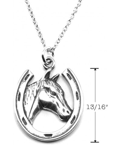 Sterling Silver Lucky Horseshoe Charm Pendant Necklace, 18 Horse in Horseshoe Charm $13.53 Necklaces