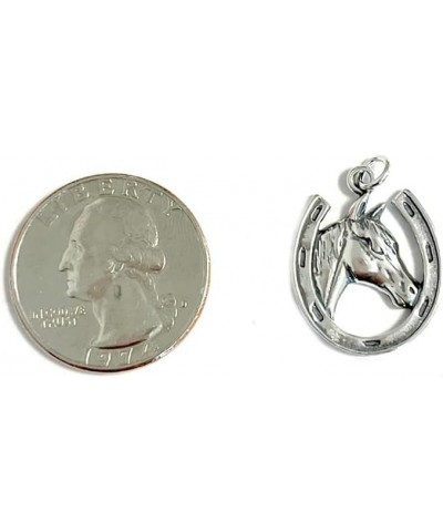 Sterling Silver Lucky Horseshoe Charm Pendant Necklace, 18 Horse in Horseshoe Charm $13.53 Necklaces