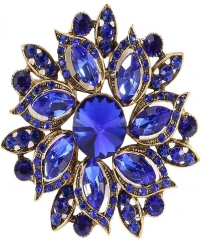 Exaggerated Personality Fashion Vintage Austrian Crystal Elegant Flower Brooch Gorgeous Colorful Wedding Broach Pin blue $6.3...