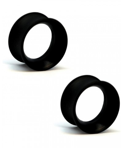 KAOS BRAND: Pair of Black Silicone Double Flared Skin Eyelets 1-5/8", 3/8" Wearable Length $18.25 Body Jewelry