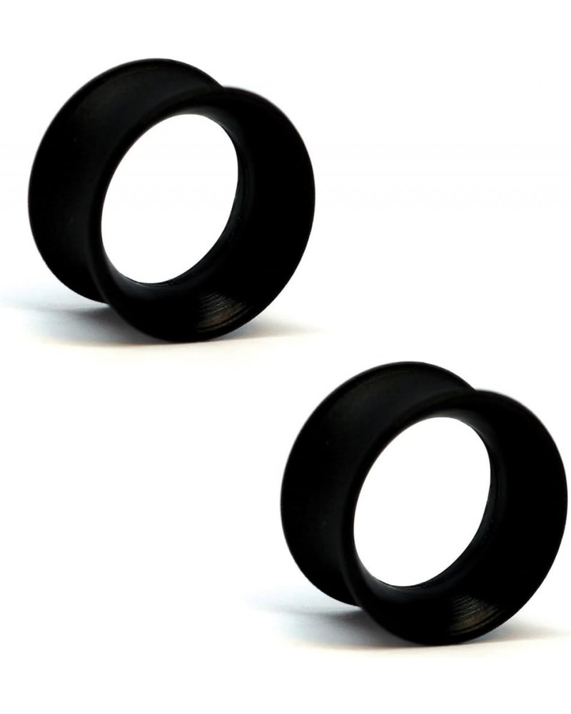 KAOS BRAND: Pair of Black Silicone Double Flared Skin Eyelets 1-5/8", 3/8" Wearable Length $18.25 Body Jewelry