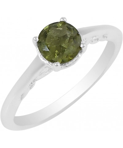 925 Sterling Silver Round Moldavite Ring Anniversary Jewelry Gifts For Women $36.27 Rings