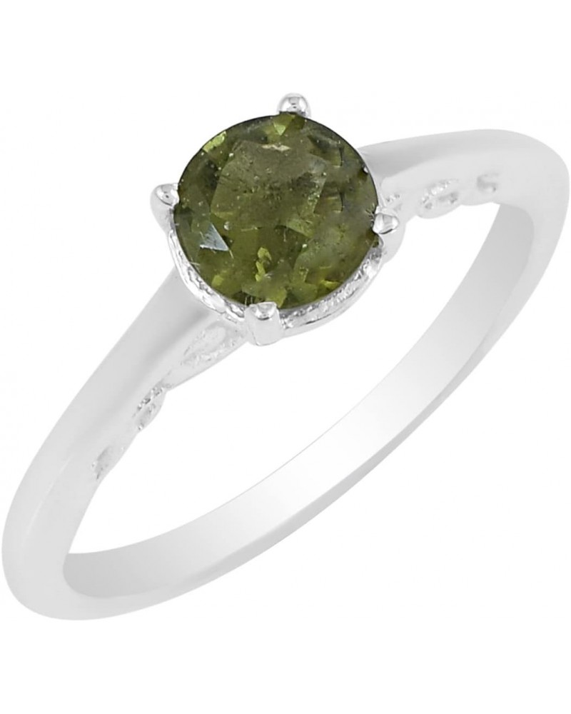 925 Sterling Silver Round Moldavite Ring Anniversary Jewelry Gifts For Women $36.27 Rings