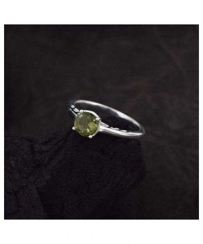 925 Sterling Silver Round Moldavite Ring Anniversary Jewelry Gifts For Women $36.27 Rings