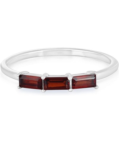 Heidi 14k Gold & Sterling Silver Genuine Gemstone Stackable 3-Stone Baguette Ring, Sizes 6-8 6 Sterling Silver Garnet $64.07 ...