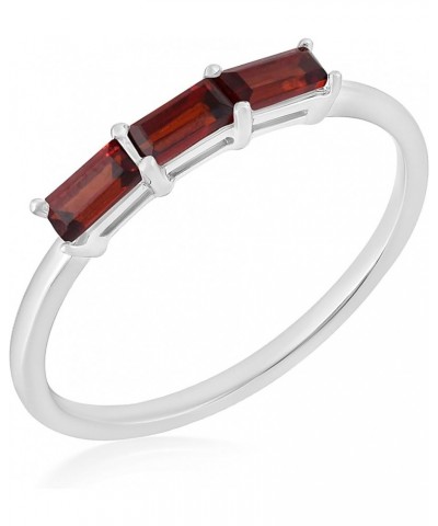 Heidi 14k Gold & Sterling Silver Genuine Gemstone Stackable 3-Stone Baguette Ring, Sizes 6-8 6 Sterling Silver Garnet $64.07 ...