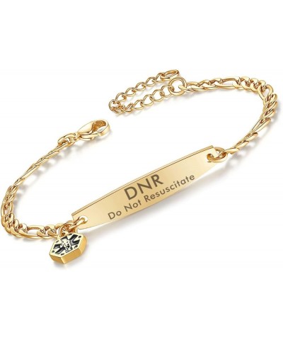 Medical id bracelets for women 7-8.5 inch Fashion Rose gold Medical alert ID bracelets Gold dnr $14.49 Bracelets