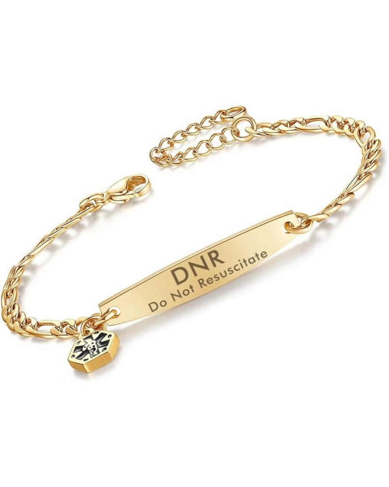 Medical id bracelets for women 7-8.5 inch Fashion Rose gold Medical alert ID bracelets Gold dnr $14.49 Bracelets