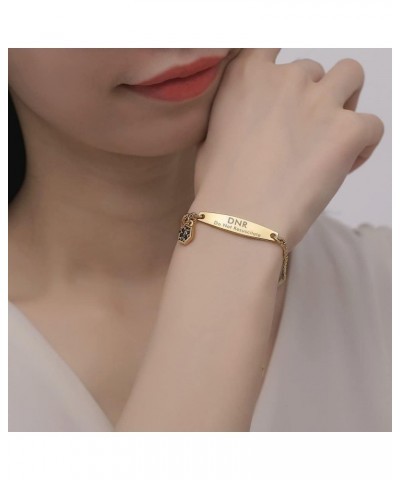 Medical id bracelets for women 7-8.5 inch Fashion Rose gold Medical alert ID bracelets Gold dnr $14.49 Bracelets