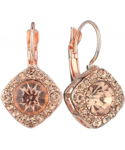 Women's Round Stone Stud French Clip On Dangling Earrings Rose Gold-Tone $7.55 Earrings